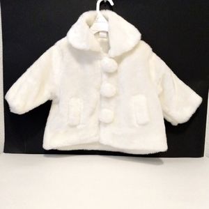 Rafael White Faux Fur Pockets Lined Coat sz 2
